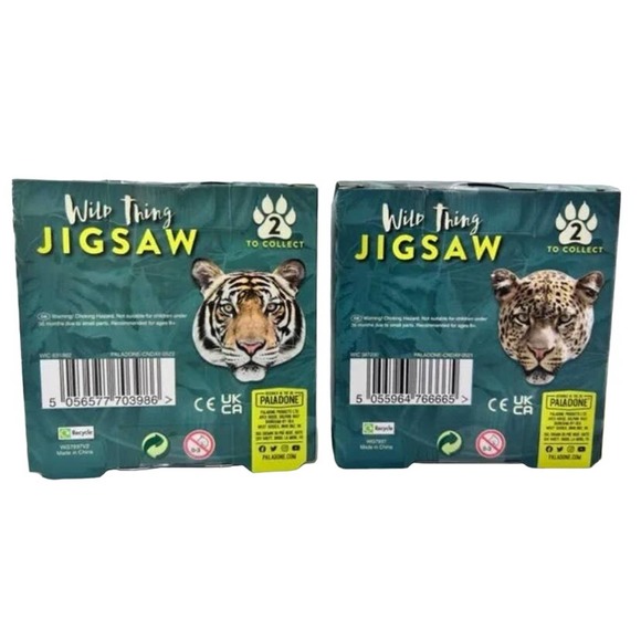 Paladone Wild Thing Jaguar and Tiger Face Jigsaw 2 100 Piece Puzzles - Picture 2 of 6